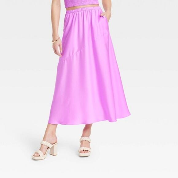 Target Dresses & Skirts - A New Day Satin Lilac Purple Midi Skirt Pull-On Target